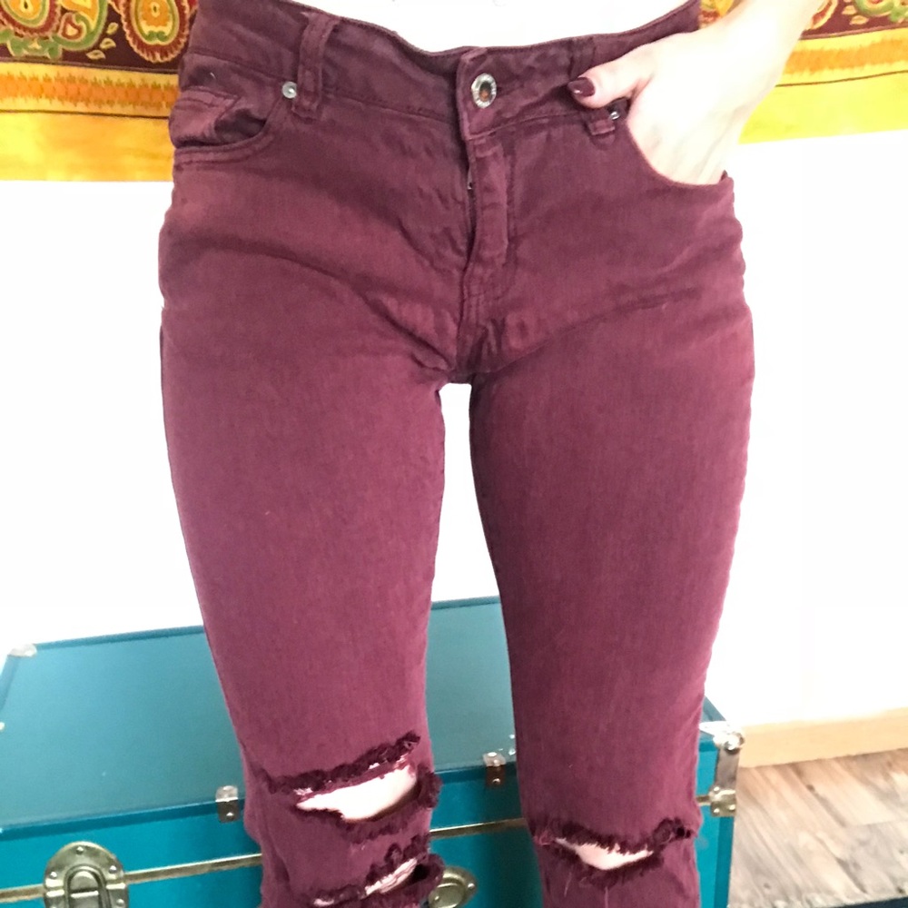 Angel Kiss Grungy skinny’s in Maroon